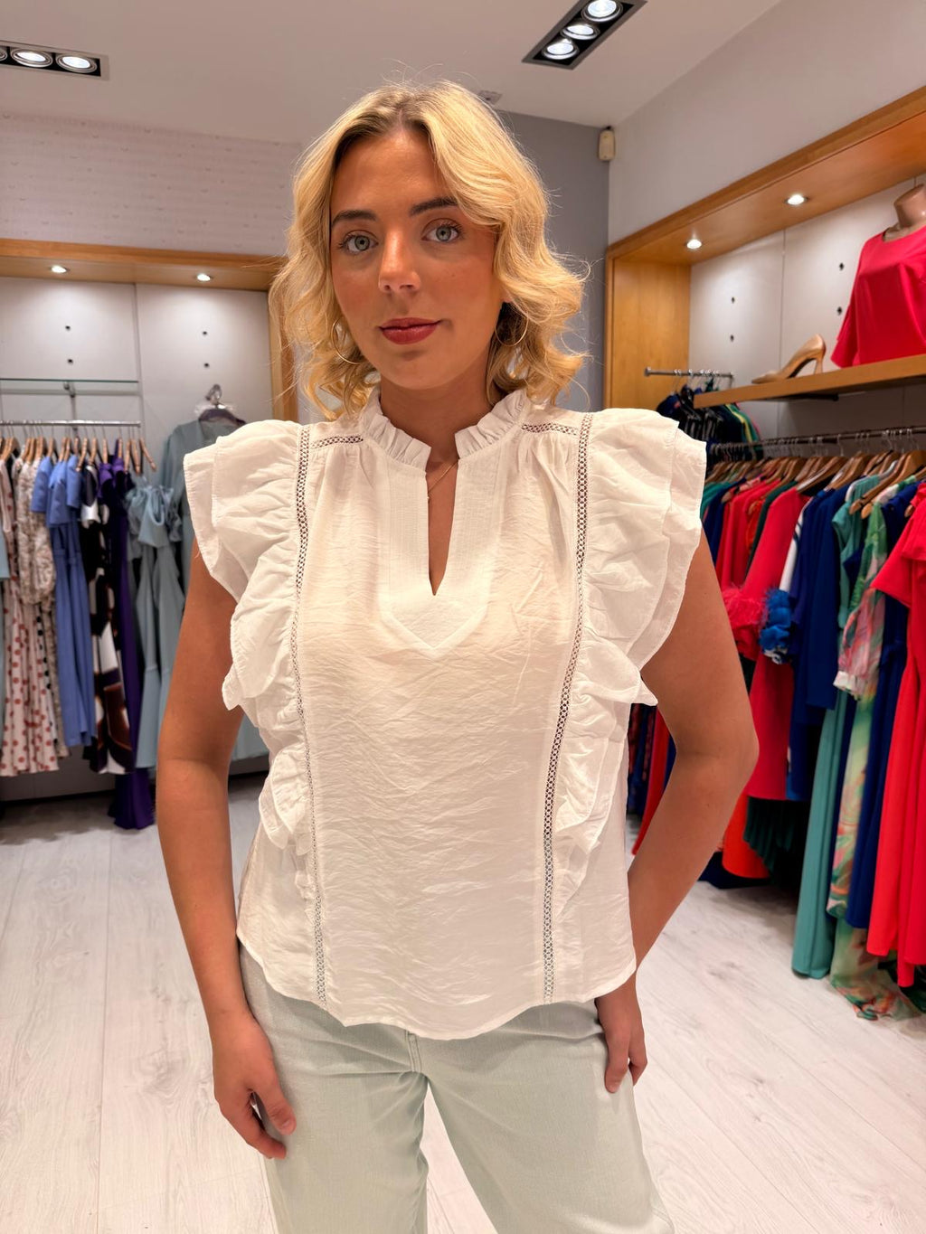 Co'Couture White Frill Top