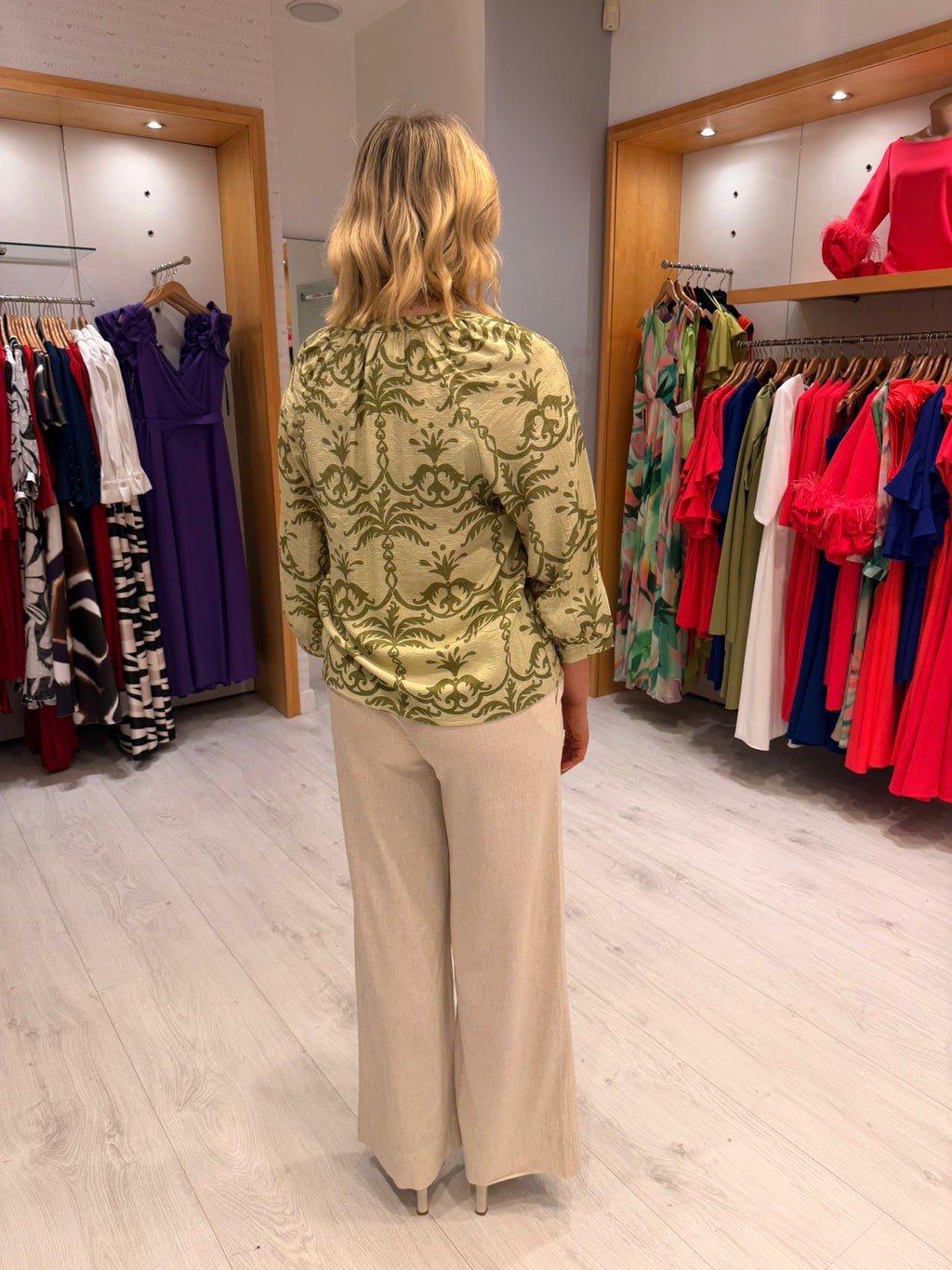 Smashed Lemon Green Print Blouse
