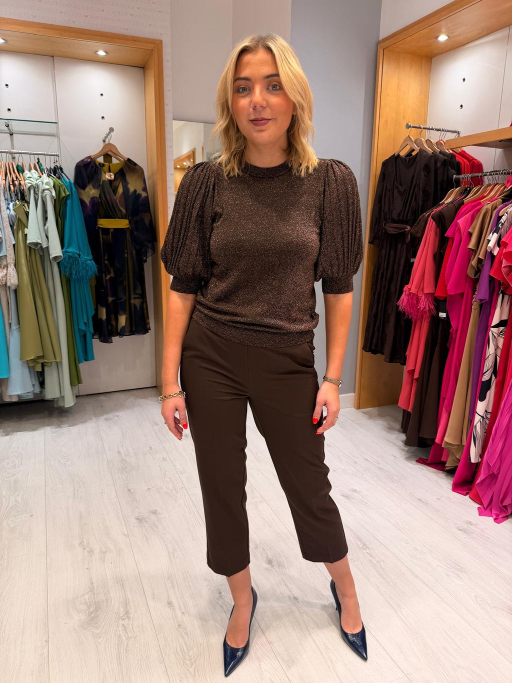 Kaffe Chocolate Crop Trousers