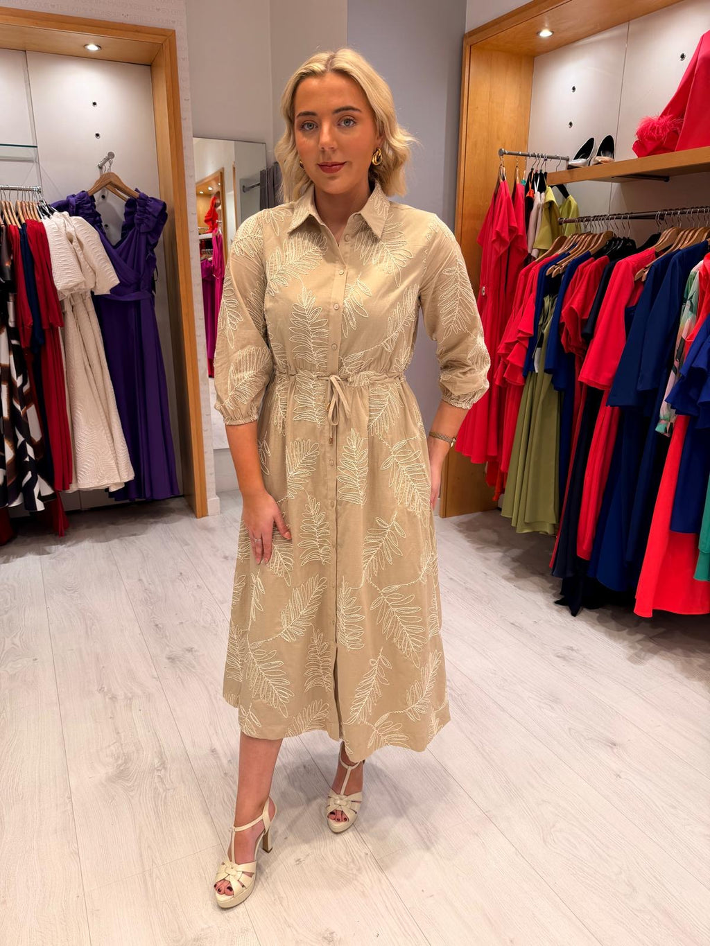 HV Polo Beige Print Shirt Dress