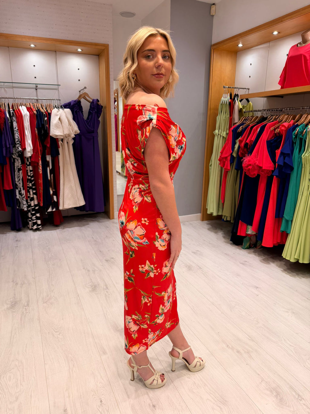K Design Red Floral Dress
