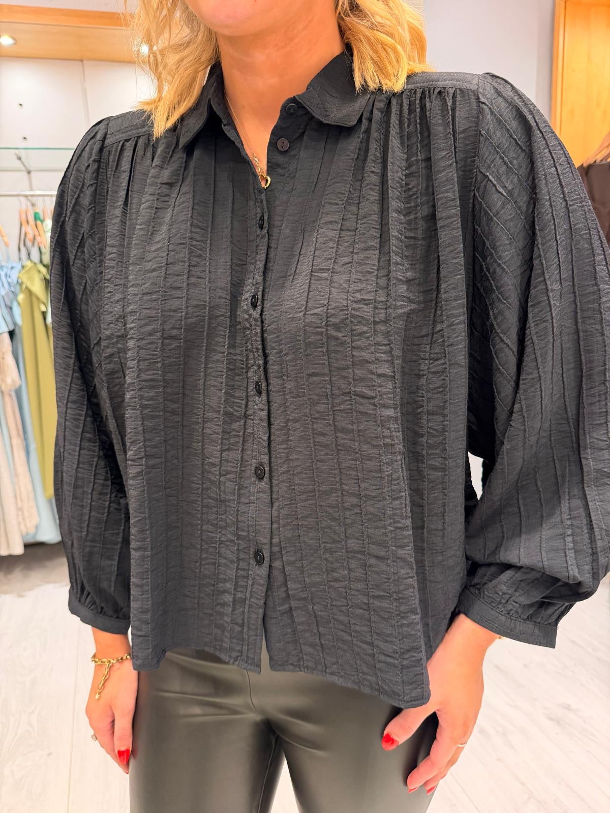 Soaked Textured Button-Down Blouse