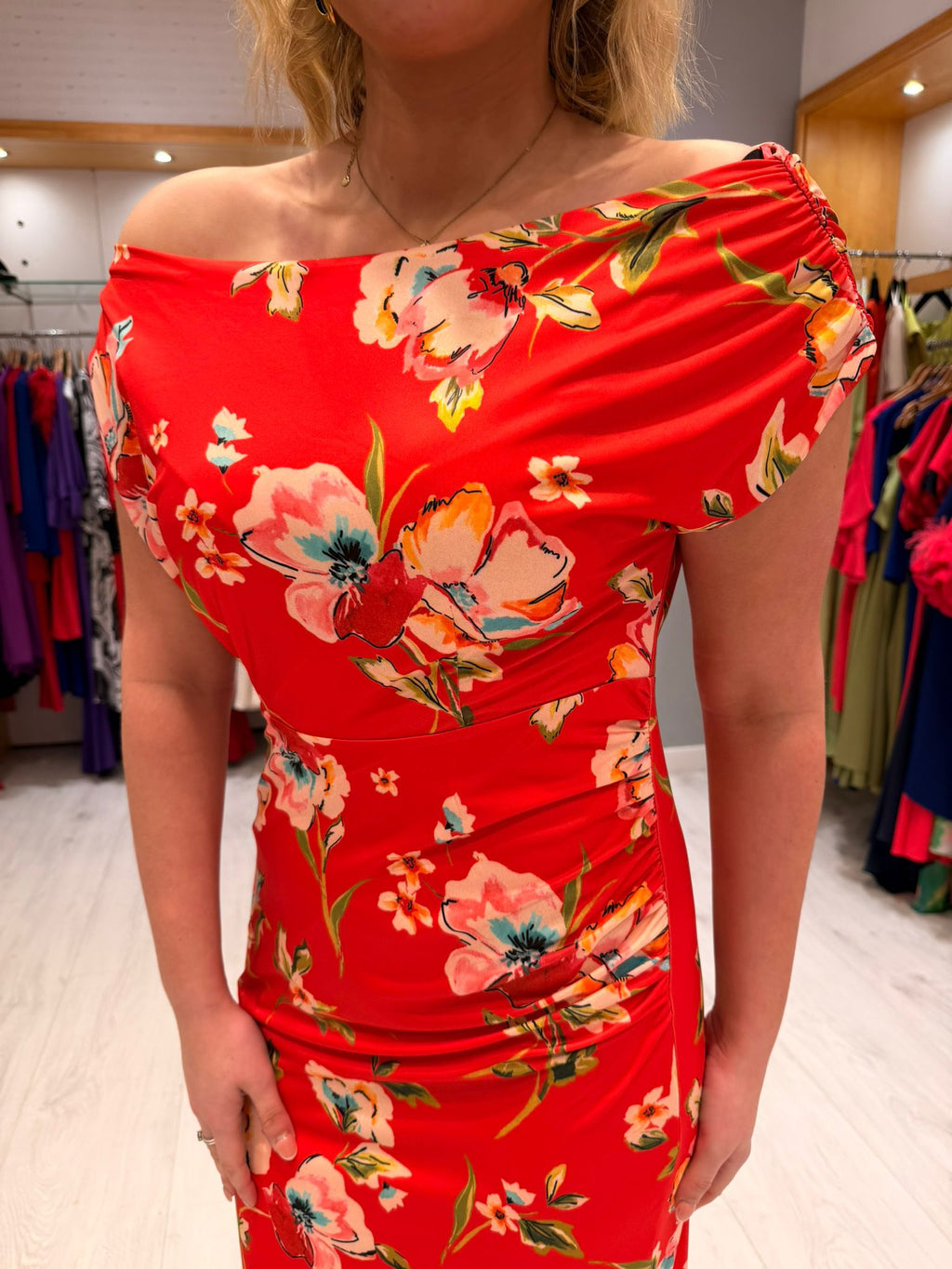 K Design Red Floral Dress