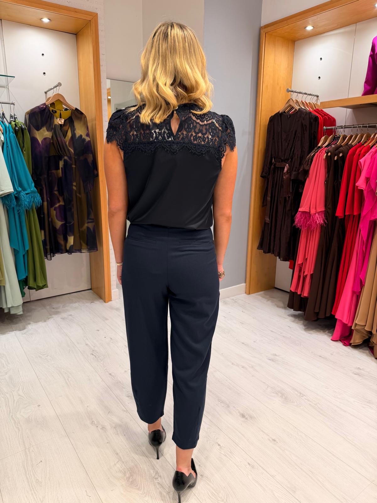 Kaffe Navy Barrel-Leg Trousers