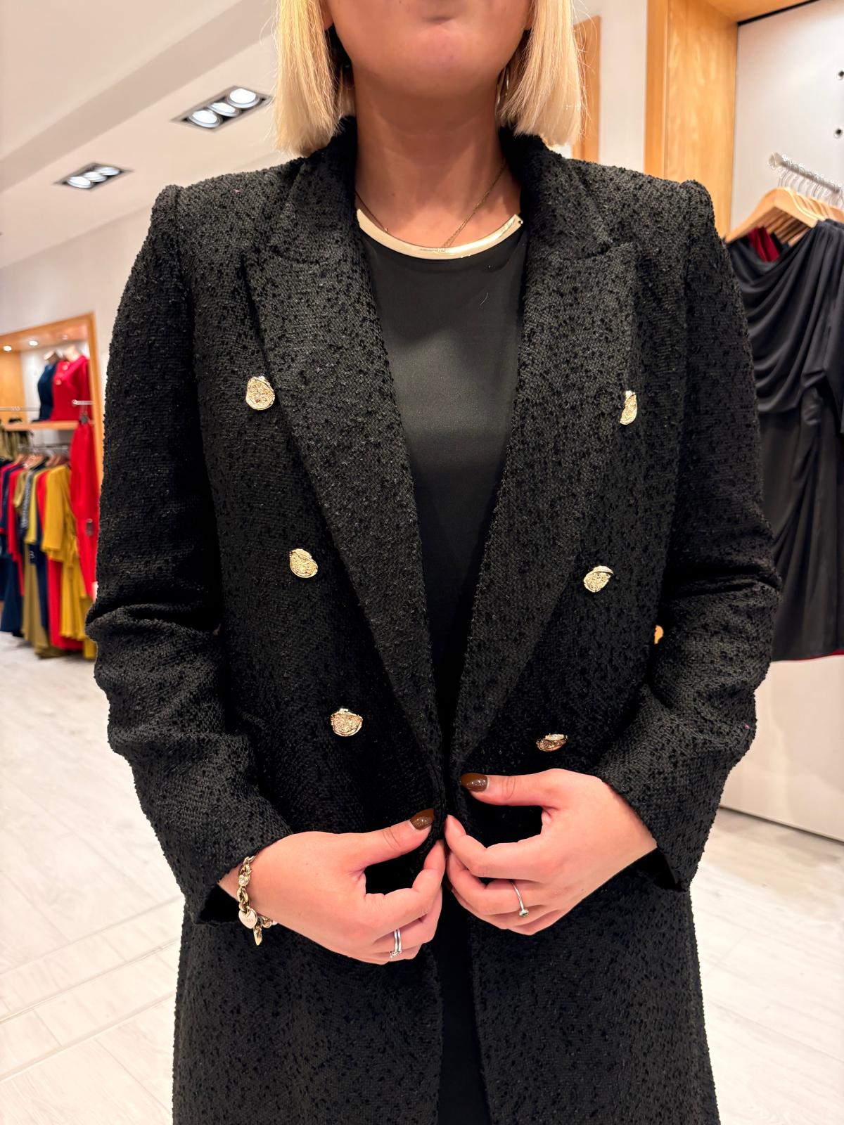 Carla Ruiz Black Tweed Coat