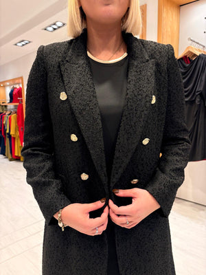 Carla Ruiz Black Tweed Coat