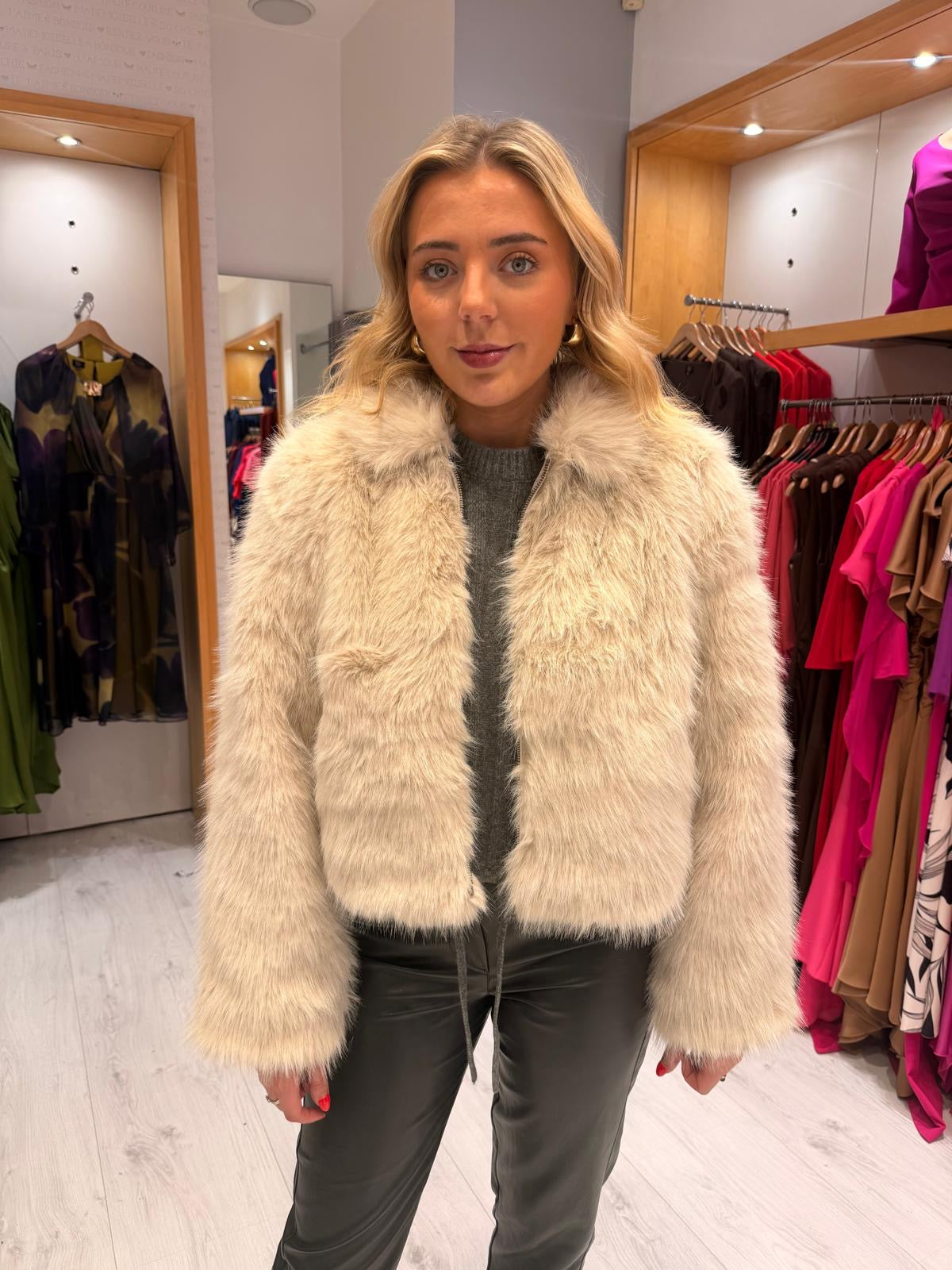 St Tropez Cream Fur Jacket