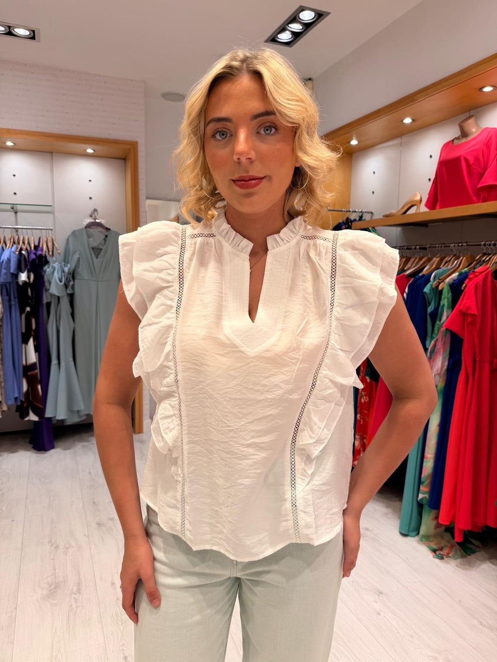 Co'Couture White Frill Top