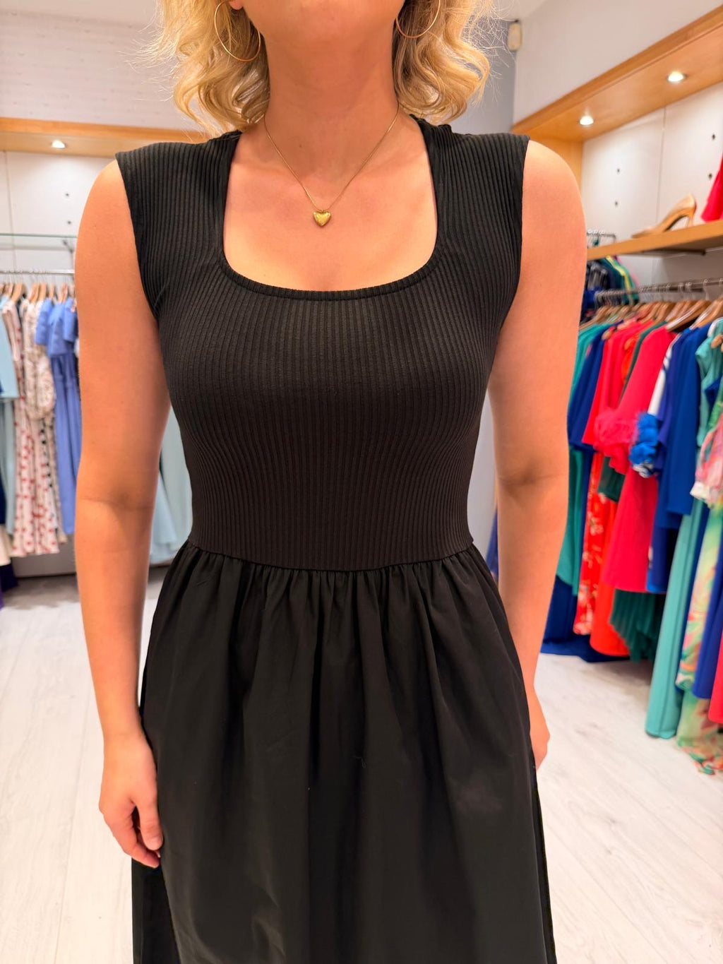 Soaked Ribbed Black Dress