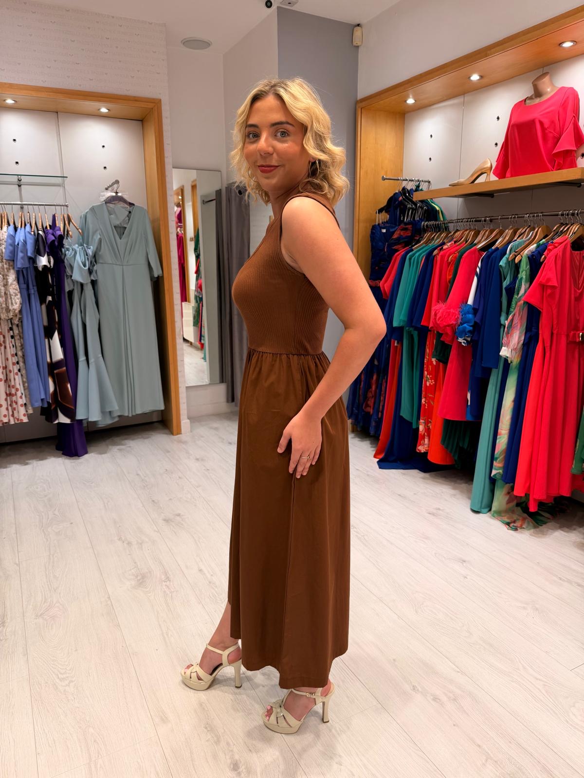 Soaked Brown Ribbed Dress