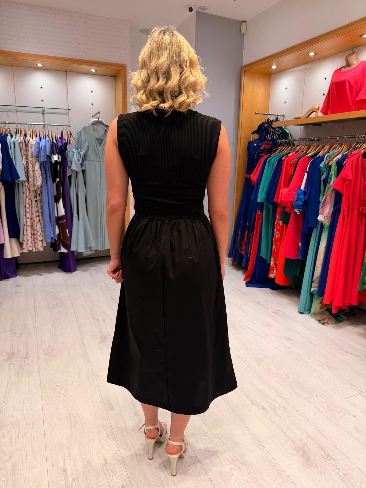Soaked Ribbed Black Dress