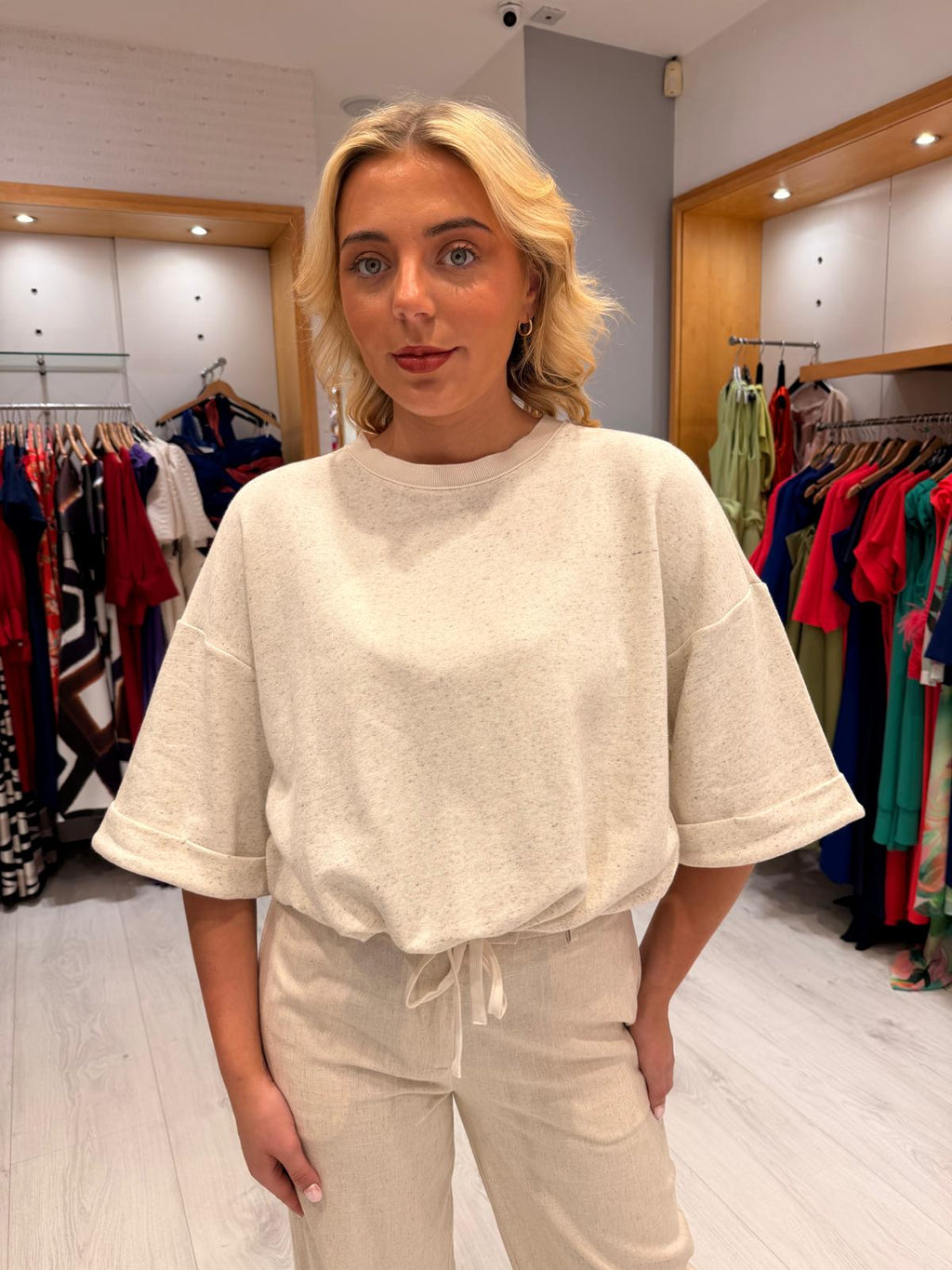 Yaya White Speckle Knit