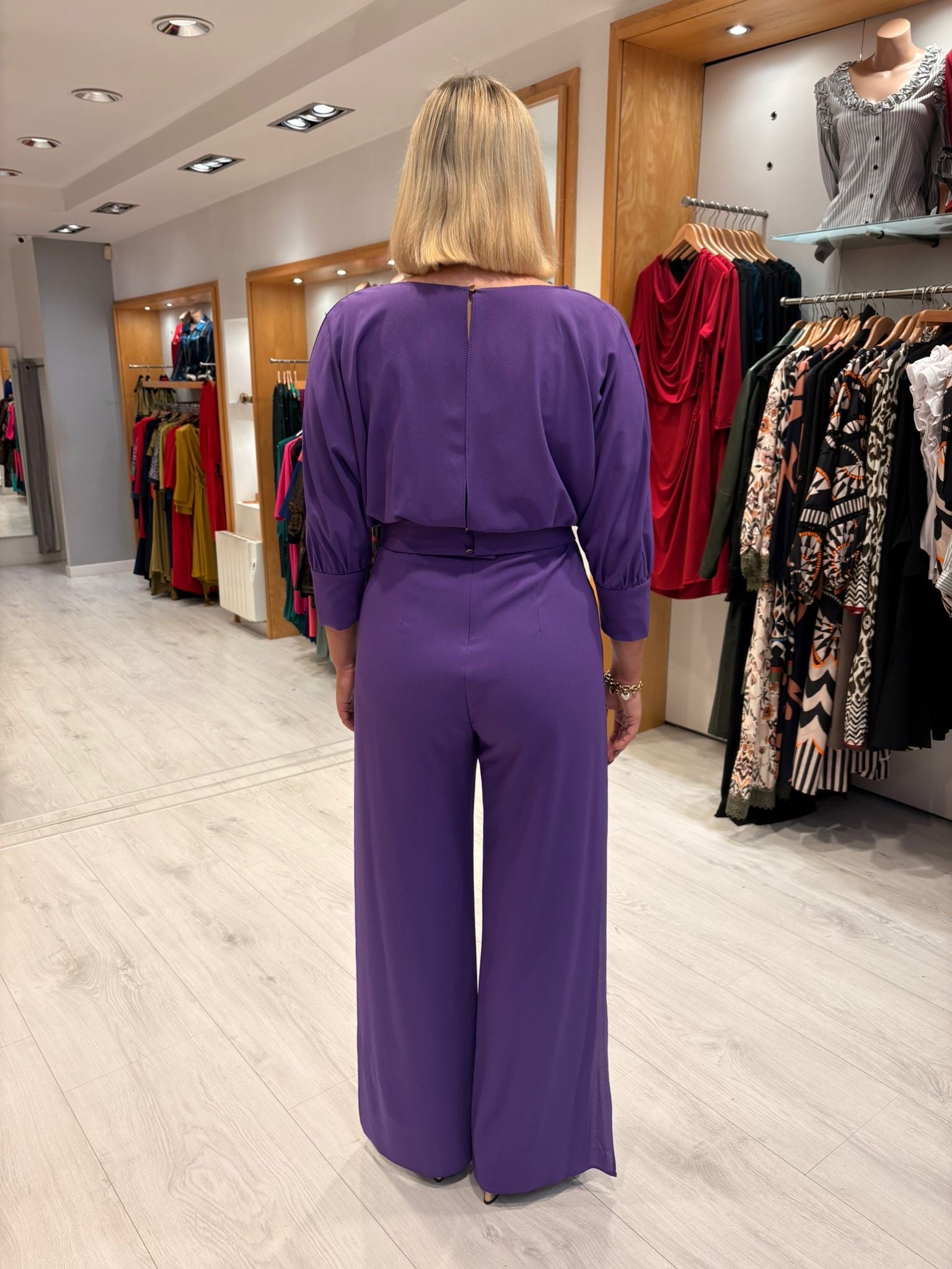 Moncho Heredia Violet Belted Wide-Leg Jumpsuit