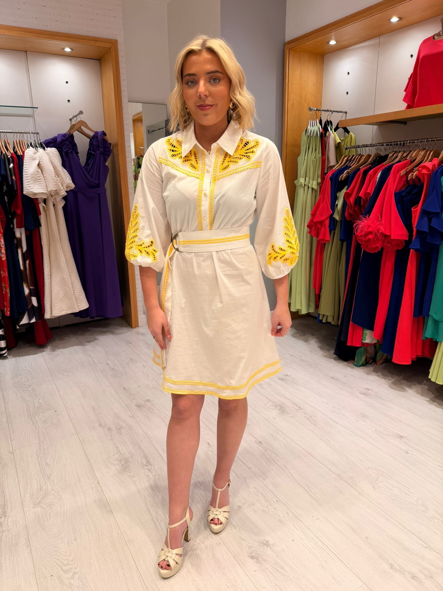 K Design Yellow Detail Dress