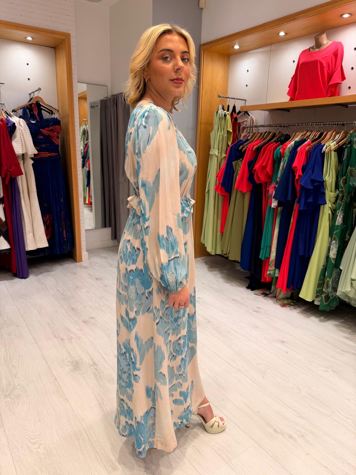 St Tropez Blue Ruffle Dress