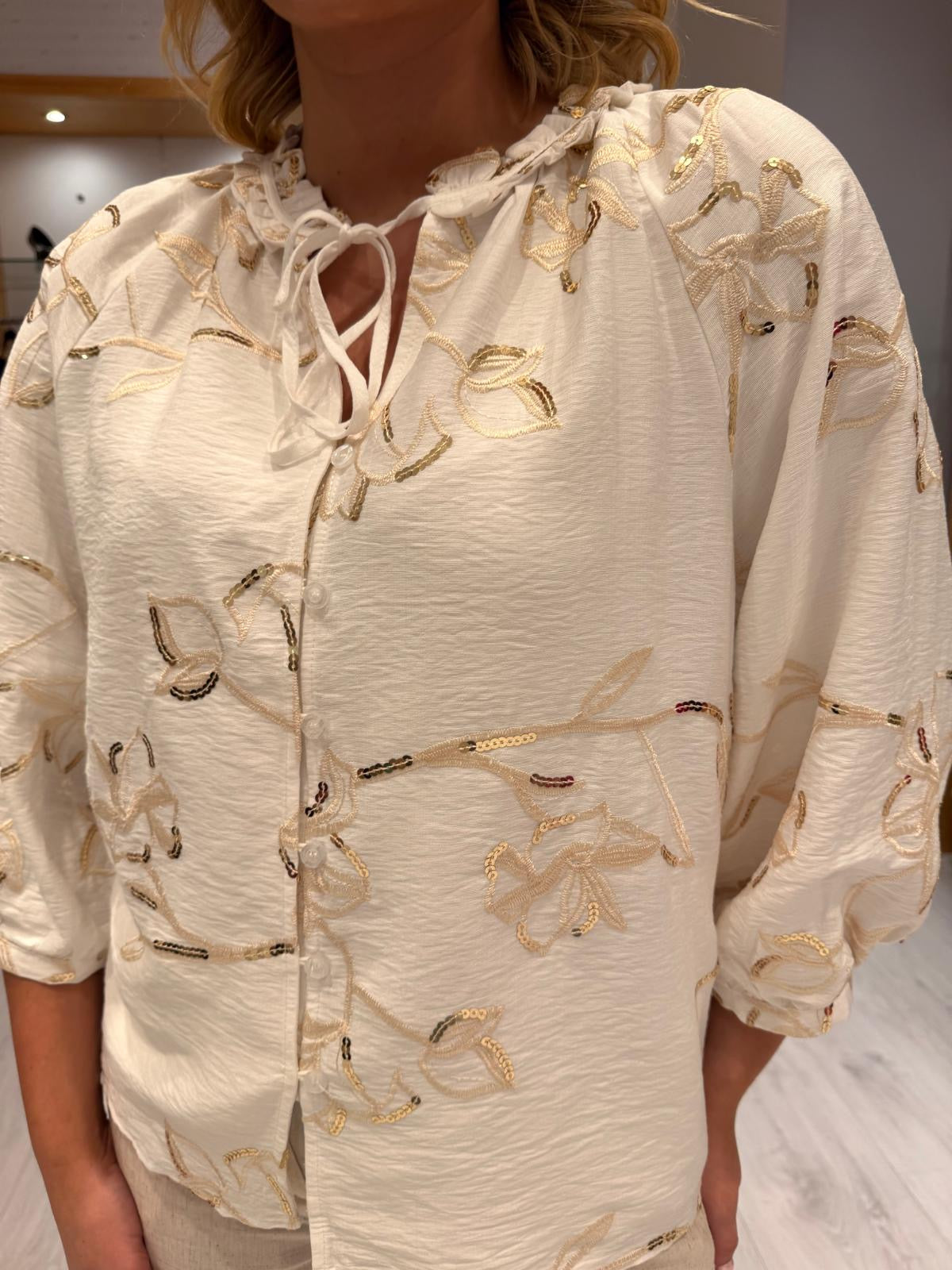 Smashed Lemon Sequin Print Top