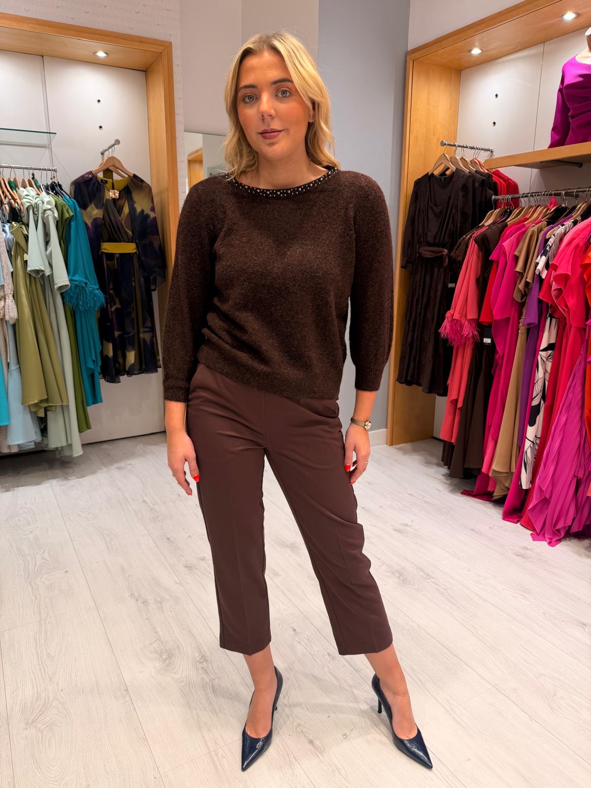 Kaffe Chocolate Brown Embellished Knit