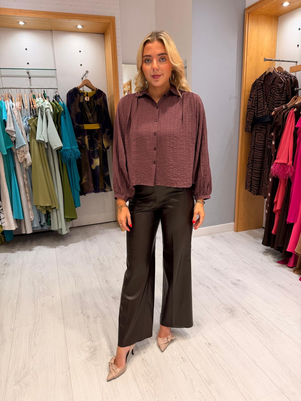 Soaked Textured Button-Down Blouse