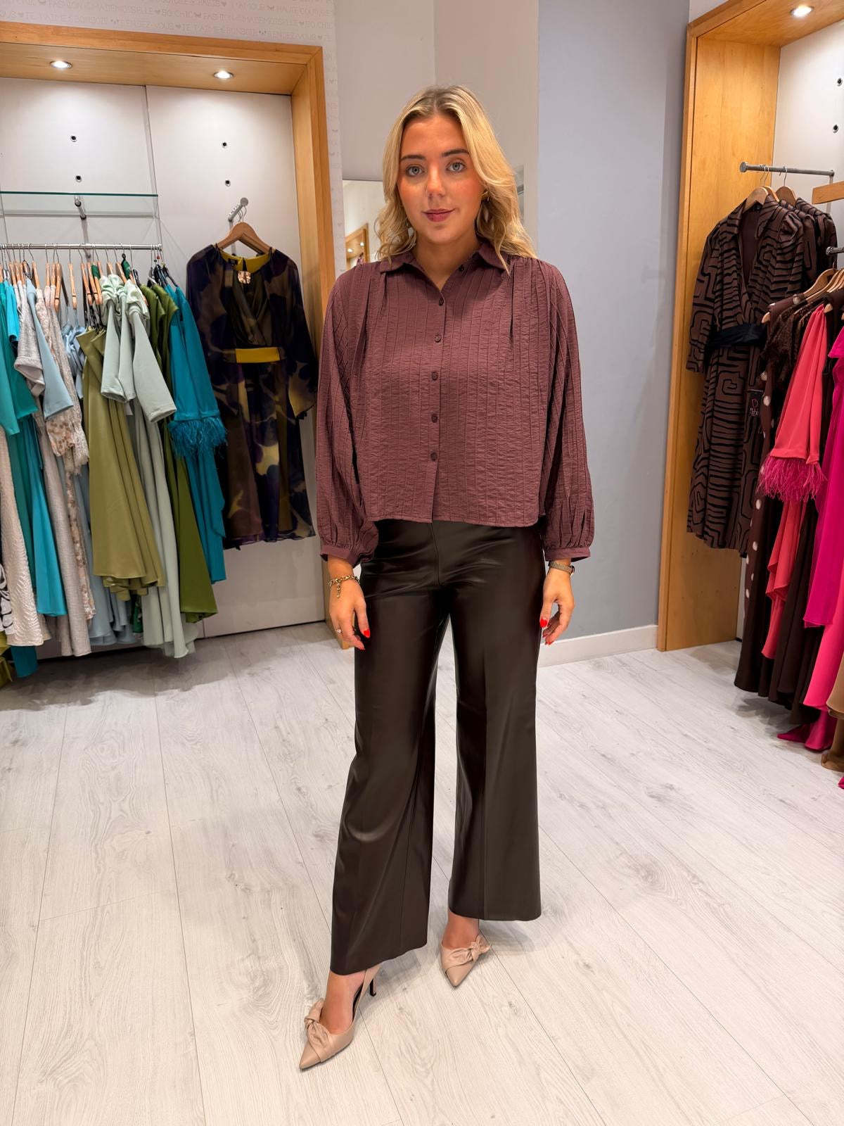 Soaked Textured Button-Down Blouse
