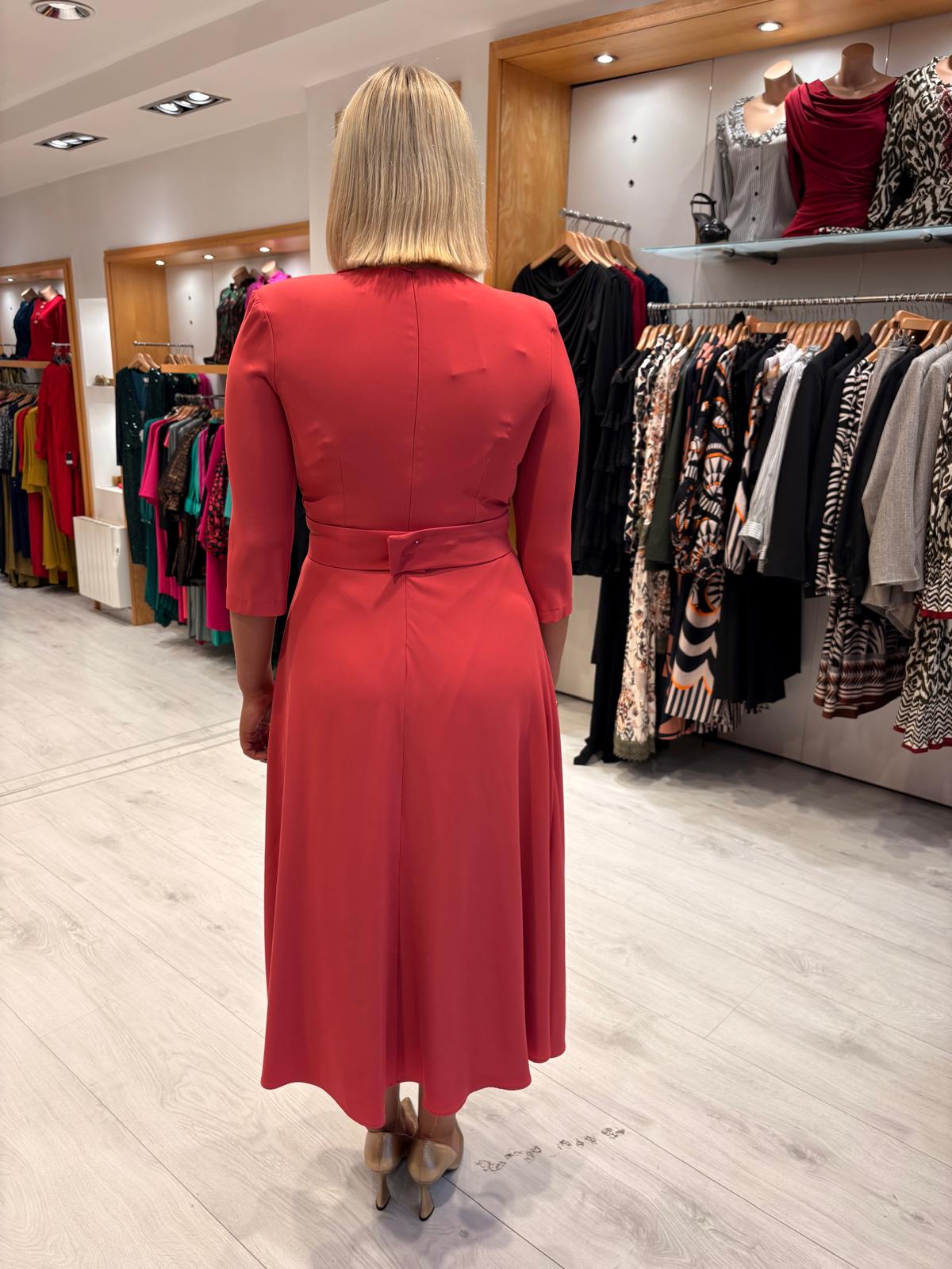 Rolemode Salmon Midi Occasion Dress