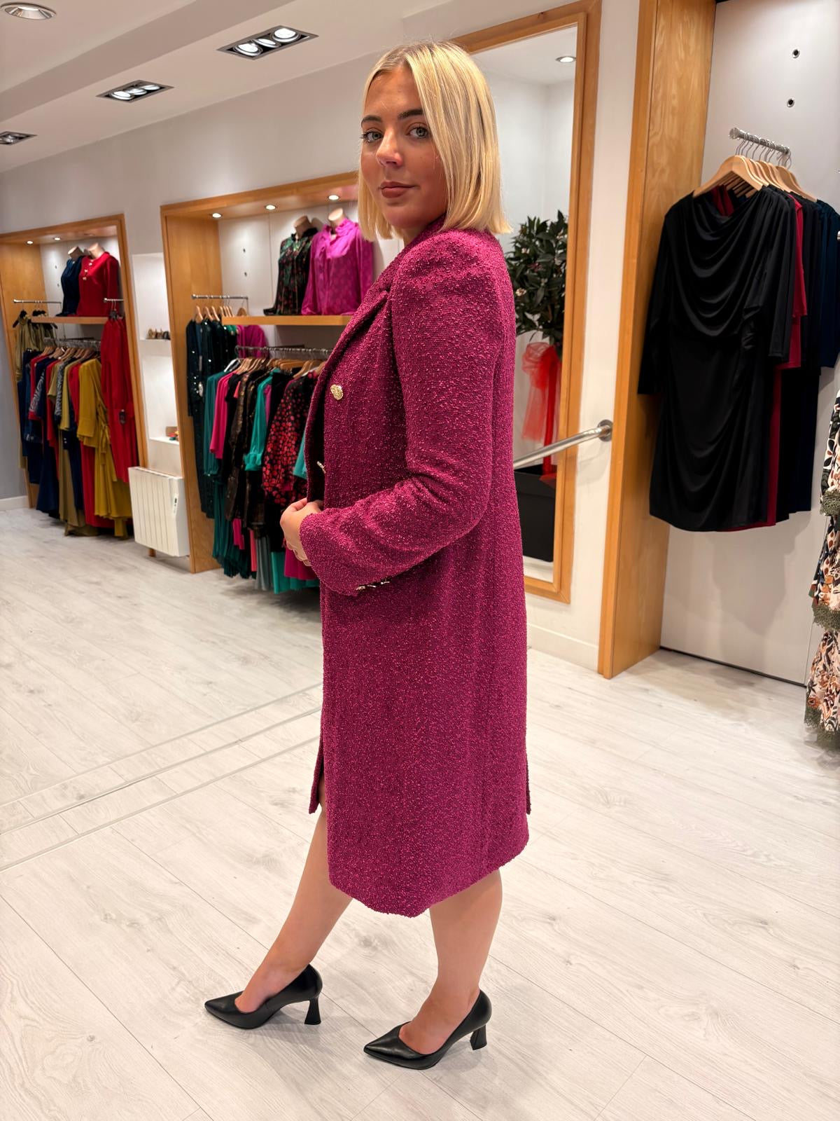 Carla Ruiz Fuschia Tweed Coat