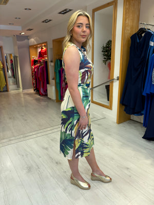 K Design Green Tree Print Dress