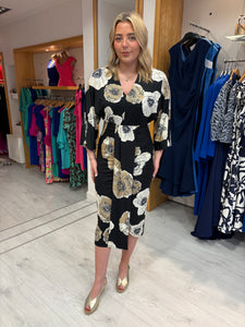 K Design Black Floral Print Dress