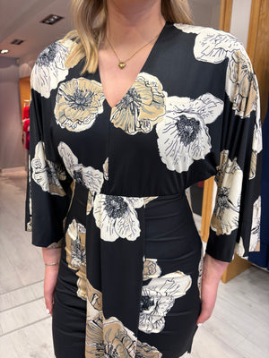 K Design Black Floral Print Dress