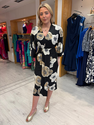 K Design Black Floral Print Dress