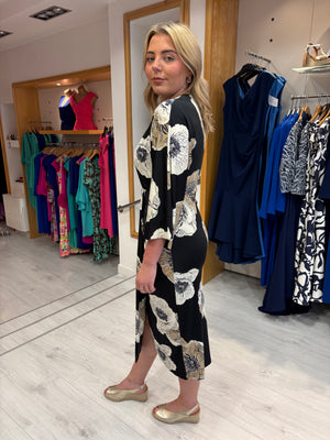 K Design Black Floral Print Dress