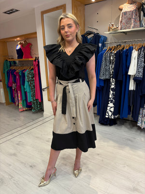Arggido Black and Beige Skirt and Top Set