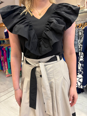 Arggido Black and Beige Skirt and Top Set