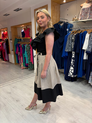 Arggido Black and Beige Skirt and Top Set