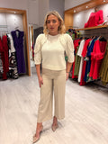 Soaked Oatmeal Crop Wide Leg Trousers