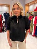 Kaffe Black Puff Sleeve Top