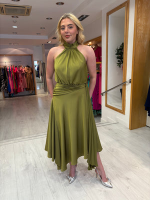 Maisonel Olive Halter Neck Drape Dress