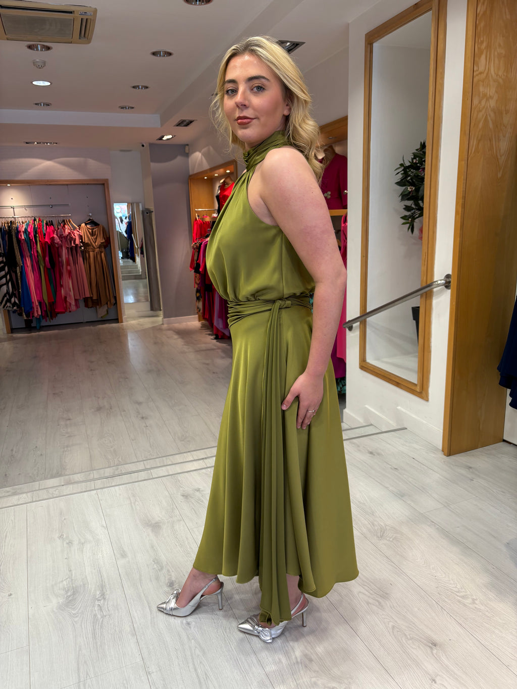 Maisonel Olive Halter Neck Drape Dress