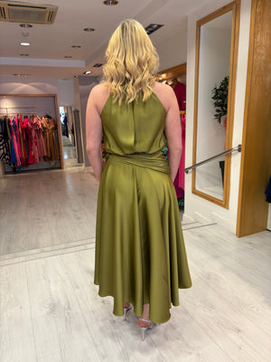 Maisonel Olive Halter Neck Drape Dress