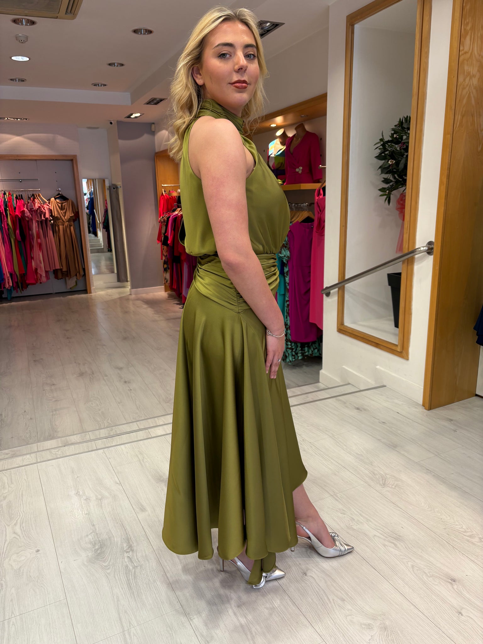 Maisonel Olive Halter Neck Drape Dress