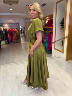 Maisonel Olive Draped Skirt Dress