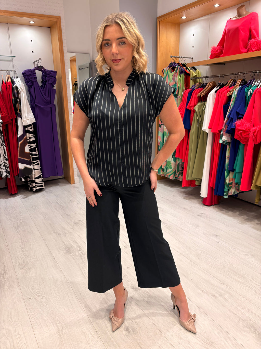 Soaked Navy Crop Wide Leg Trouser