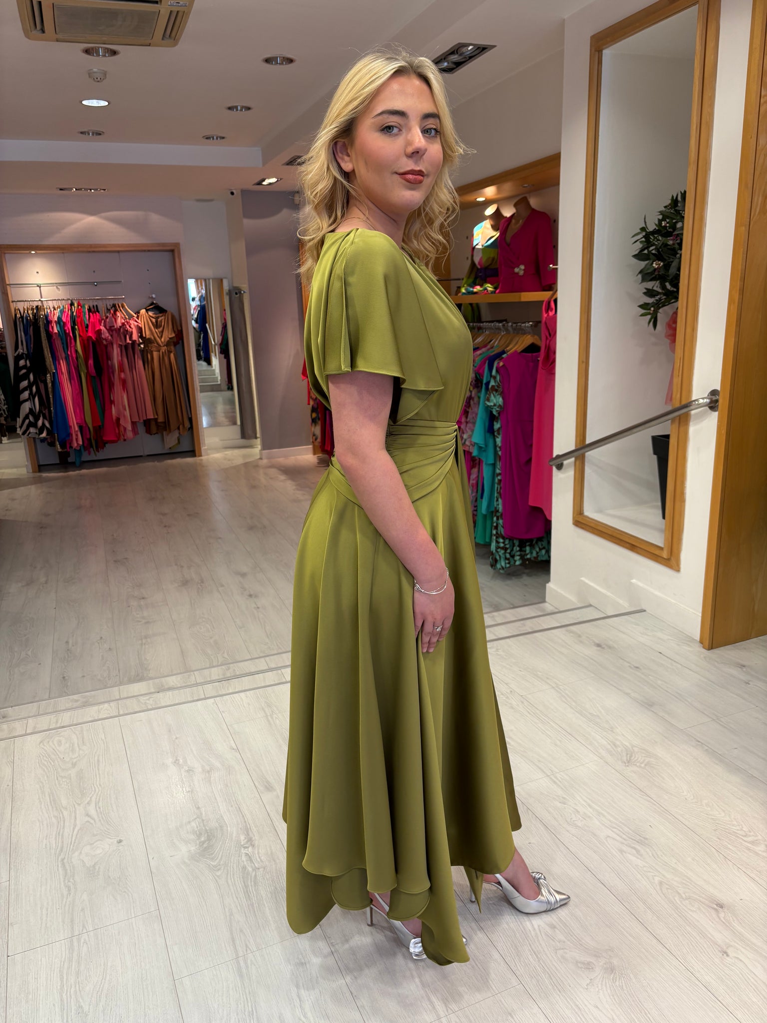 Maisonel Olive Draped Skirt Dress