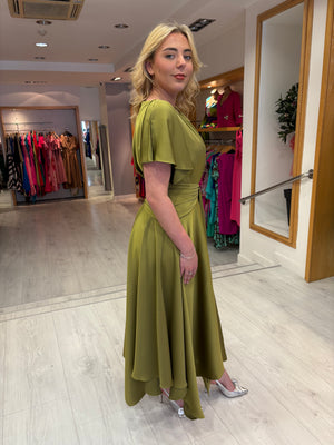 Maisonel Olive Draped Skirt Dress