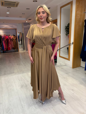 Maisonel Cappucino Draped Skirt Dress