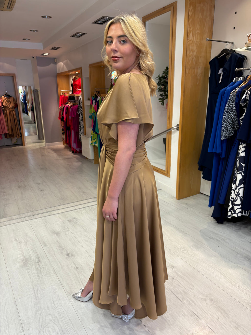 Maisonel Cappucino Draped Skirt Dress