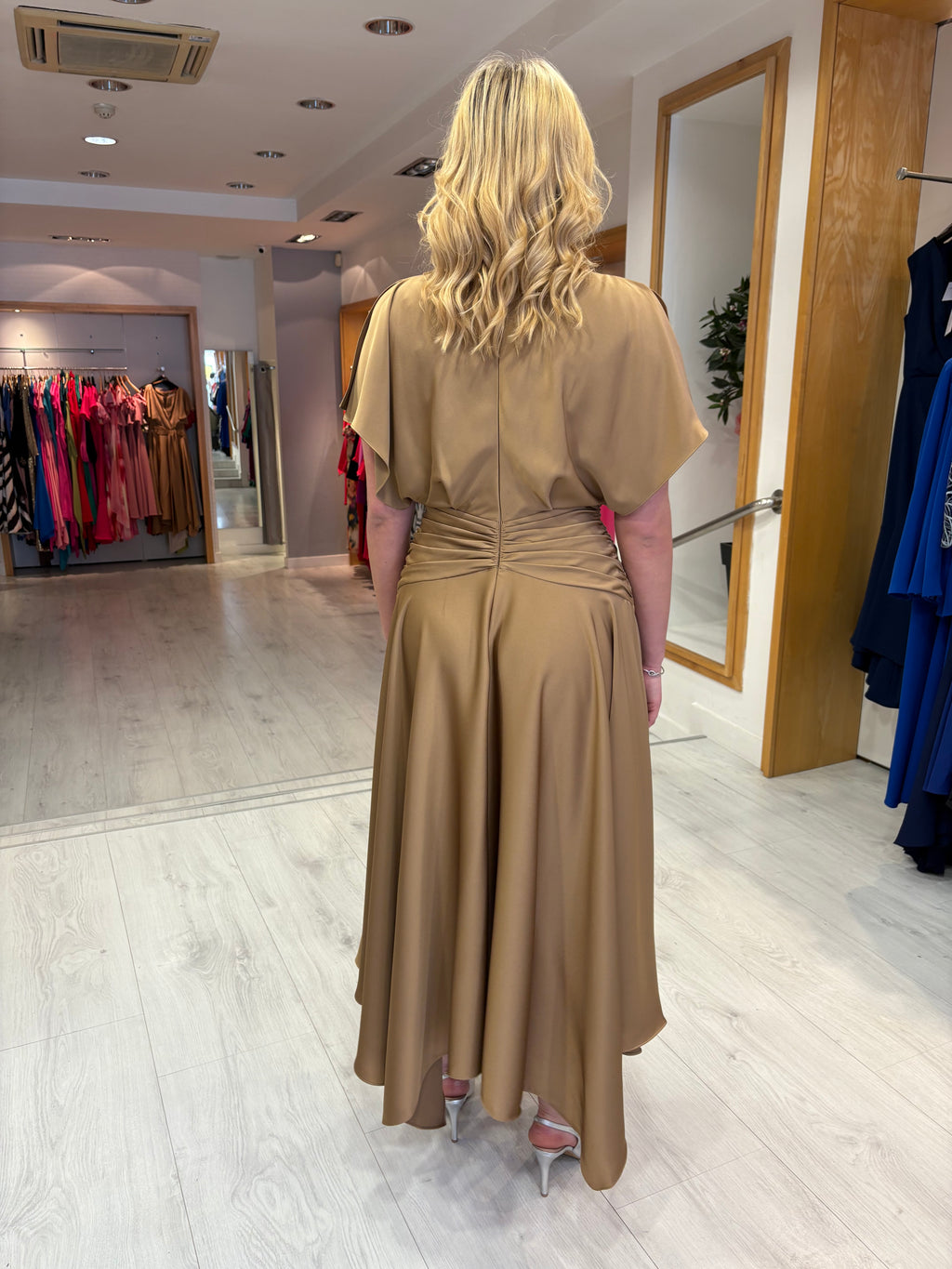 Maisonel Cappucino Draped Skirt Dress