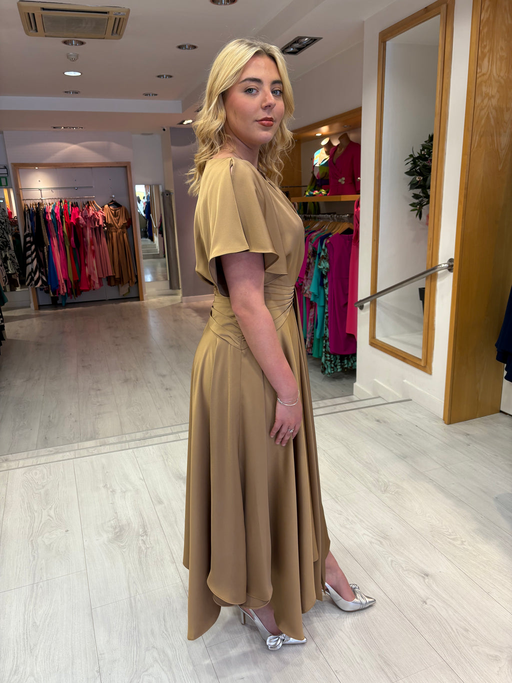 Maisonel Cappucino Draped Skirt Dress