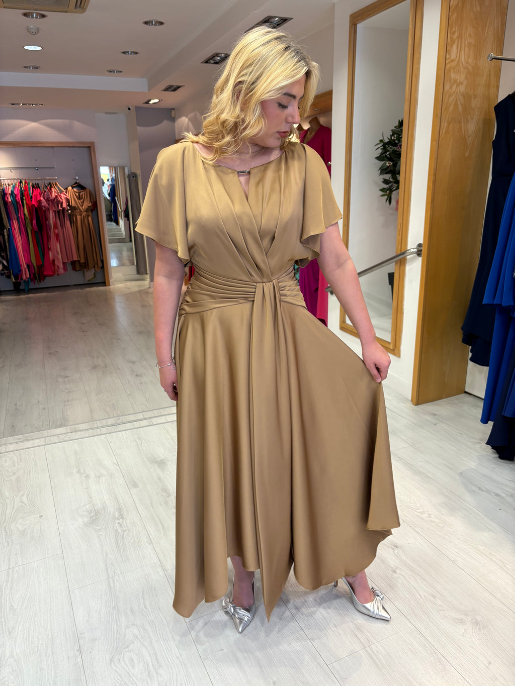 Maisonel Cappucino Draped Skirt Dress