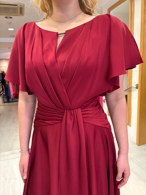 Maisonel Bordeaux Draped Skirt Dress