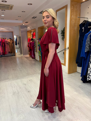 Maisonel Bordeaux Draped Skirt Dress